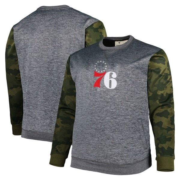 ファナティクス メンズ アウター パーカー・スウェットール シャツ Mens Fanatics Branded Heather Charcoal Philadelphia 76ers Big Tall