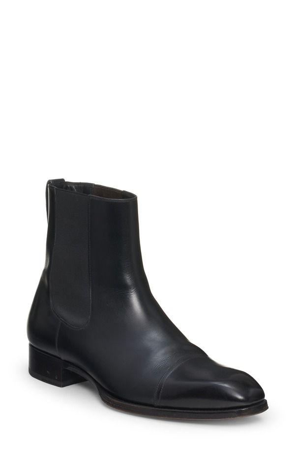 トム・フォード メンズ シューズ ブーツ・レインブーツ チェルシーブーツ チェルシー キャップ TOM FORD Elkan Cap Toe Chelsea Boot Black ブラック