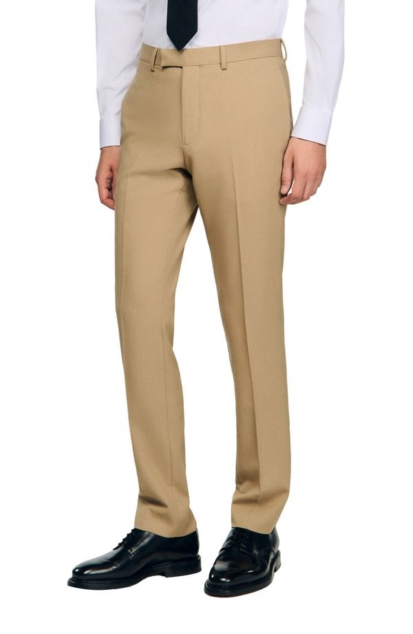サンドロ メンズ ボトムス カジュアルパンツ ウール SANDRO Wool suitrousers Beige ベージュ
