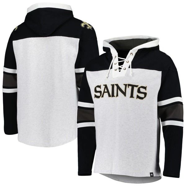 フォーティーセブン メンズ アウター パーカー・スウェット レース Mens 47 New Orleansaints Heather Gray Gridiron LaceUpullover Hoodi