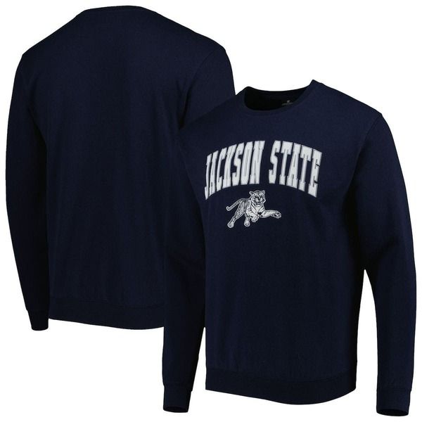 コロシアム メンズ アウター パーカー・スウェット シャツ ロゴ Mens Colosseum Navy Jackson State Tigers Arch Over Logo Pullover Sw