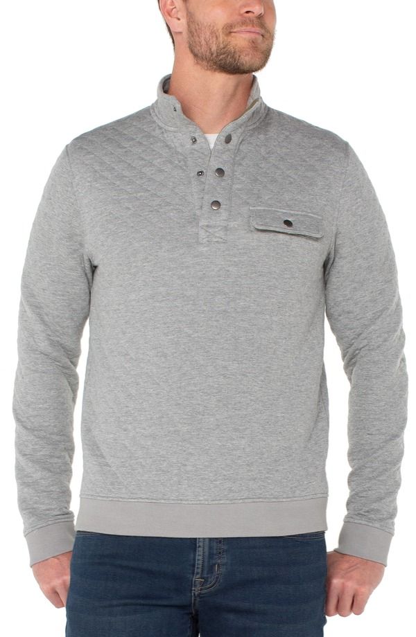 リバプール メンズ アウター パーカー・スウェット Liverpool Quarter Snapullover Heather Grey グレー
