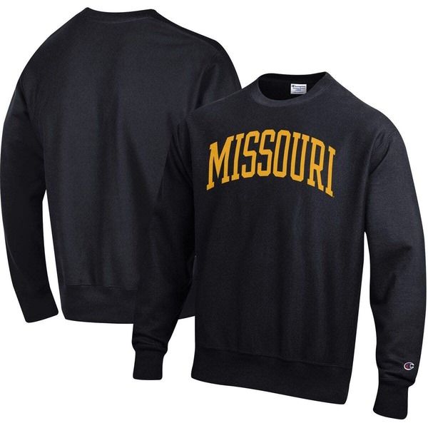 チャンピオン メンズ アウター パーカー・スウェット シャツ Mens Champion Black Missouri Tigers Arch Reverse Weave Pullover Sweat