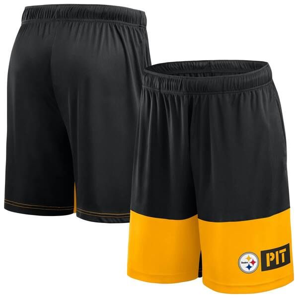 ファナティクス メンズ ボトムス ハーフパンツ・ショーツ Tシャツ トール ショートパンツ Mens Fanatics BlackGold Pittsburgh Steelers Big Tall B