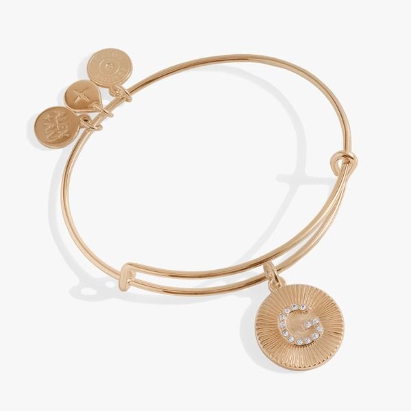 アレックスアンドアニ レディース アクセサリー ブレスレット・バングル・アンクレット Alex and Ani Pave Starburstexture Initial Bangle Bracelet