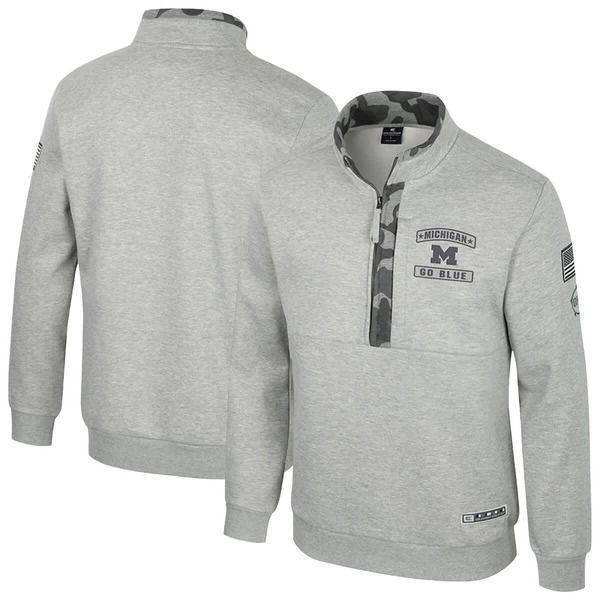 コロシアム メンズ アウター パーカー・スウェット フリース ジャケット Mens Colosseum Heather Gray Michigan Wolverines OORAH OHT Milit