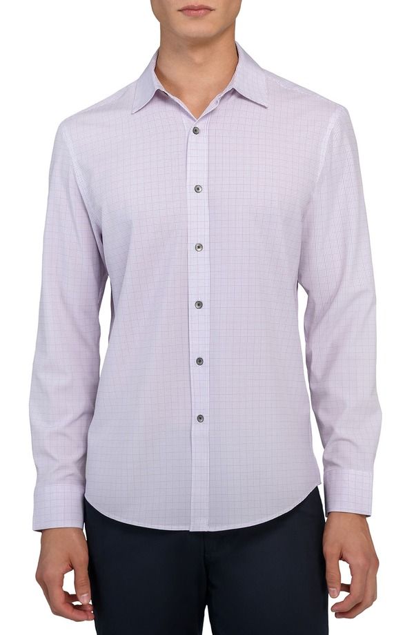 ダブリューアールケー メンズ トップス シャツ スリムフィット WRK Slim Fit Light Purple Grid Check Performance ButtonUp Shirt Purp
