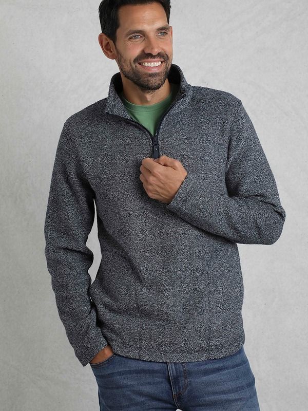 ウィアードフィッシュ メンズ アウター パーカー・スウェット フリース Weird Fish Laramie 14 Zip Snow Marl Fleece Navy ネイビー