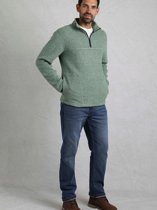 ウィアードフィッシュ メンズ アウター パーカー・スウェット フリース Weird Fish Laramie 14 Zip Snow Marl Fleece Olive オリーブ 28,350円