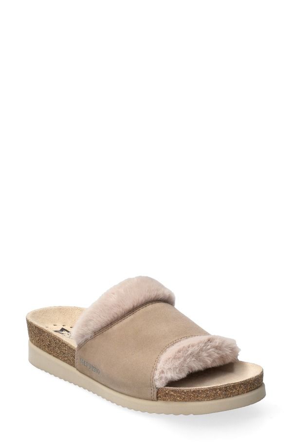 メフィスト レディース シューズ ヒール サンダル Mephisto Hemeline Faux Fur Slide Sandalightaupe トープ