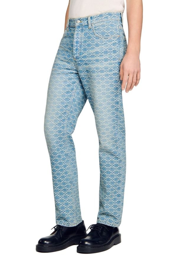 サンドロ メンズ ボトムス デニムパンツ ジーンズ SANDRO Regularfit Square Cross jeansky Blue ブルー