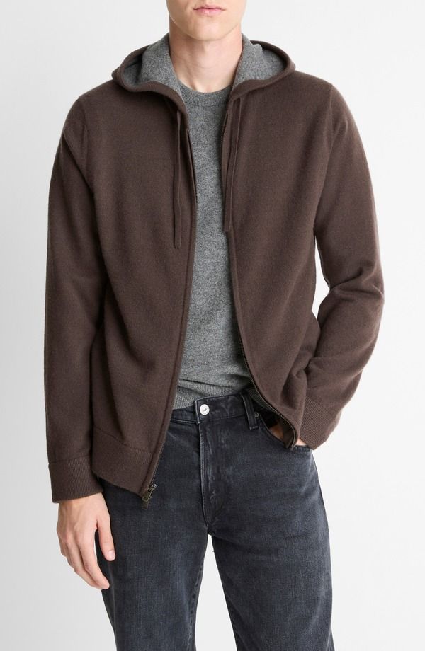 ヴィンス メンズ アウター パーカー・スウェット セーター Vince Cashmere Zip Hoodie Sweater Mission Medium Heather Grey グレー