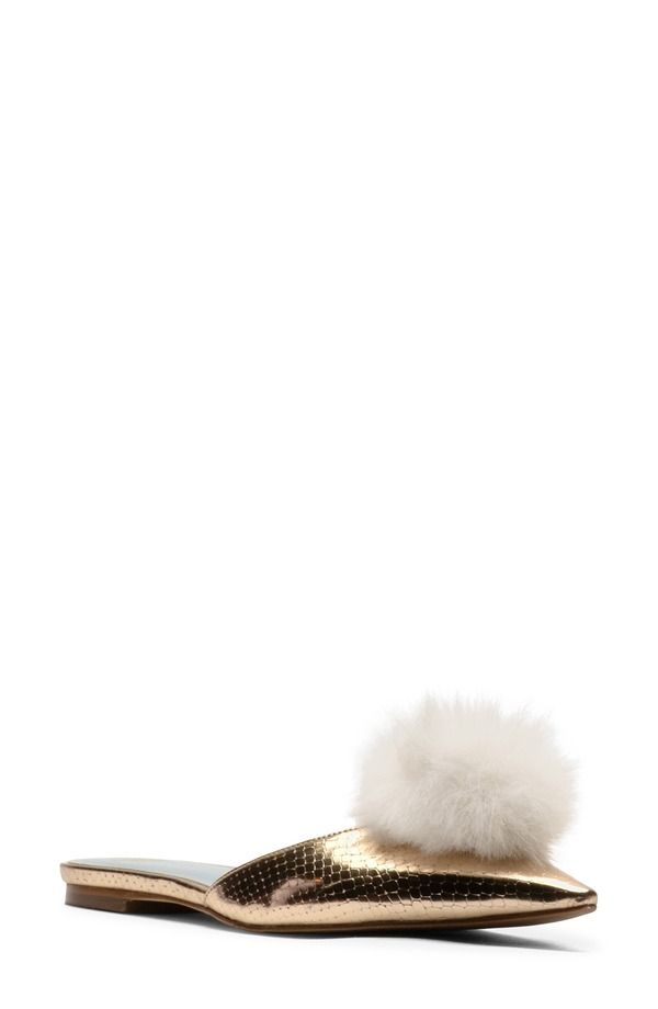 フランセスバレンタイン レディース シューズ パンプス Frances Valentine Pauline Pom Pointed Toe Mule Platino W White ホワイト