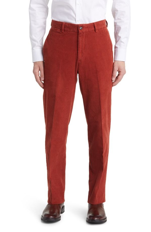 ベール メンズ ボトムス カジュアルパンツ コーデュロイ Berle Flat Front Corduroy Dress Pants Rust ラスト