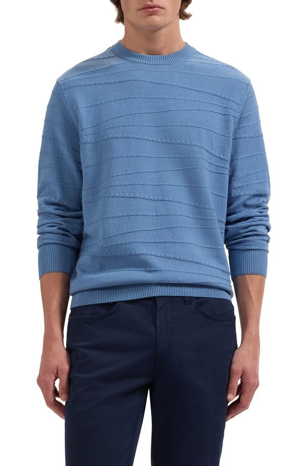 ブガッチ メンズ アウター パーカー・スウェット クルーネック セーター シルク コットン Bugatchi Textured Cotton Silk Crewneck Sweater Classic