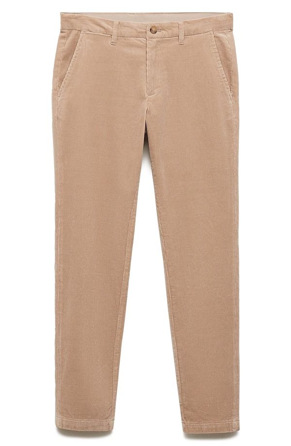 マンゴ メンズ ボトムス カジュアルパンツ スリムフィット ストレート コーデュロイ MANGO Slim Fit Straight Leg Corduroy Pants Beige ベージュ