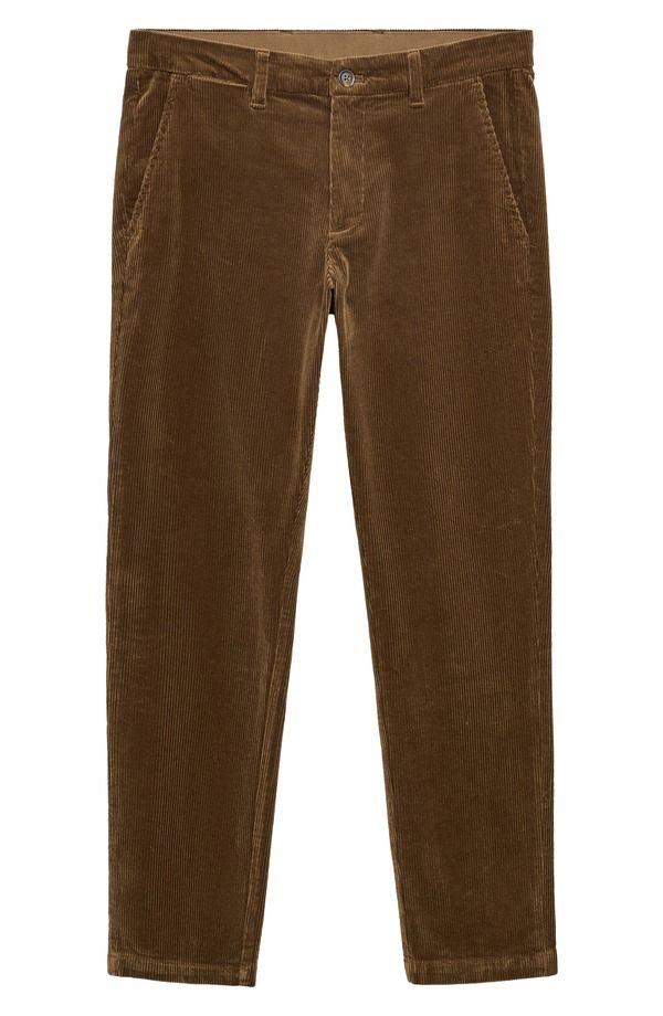 マンゴ メンズ ボトムス カジュアルパンツ スリムフィット ストレート コーデュロイ MANGO Slim Fit Straight Leg Corduroy Pants Medium Brown ブ