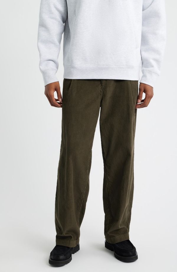 オベイ メンズ ボトムス カジュアルパンツ コーデュロイ コットン Obey Dean Faded Wash Cotton Corduroy Pants Black Olive Faded Wash