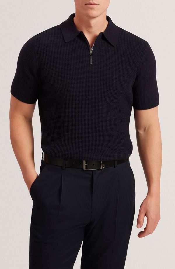 テッドベーカー メンズ アウター パーカー・スウェット ハーフジップ セーター Ted Baker Jaylon Quarter Zip Sweater Navy ネイビー