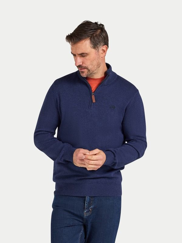 ライジングブル メンズ アウター パーカー・スウェット ハーフジップ セーター Raging Bull Quarter Zip Cashmere Blend Sweater Navy ネイビー