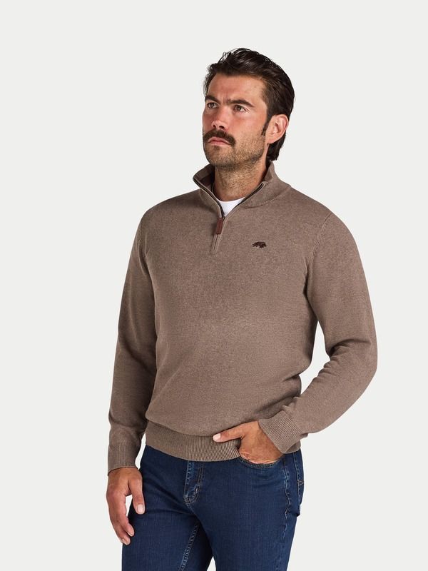 ライジングブル メンズ アウター パーカー・スウェット ハーフジップ セーター Raging Bull Quarter Zip Cashmere Blend Sweater Toast