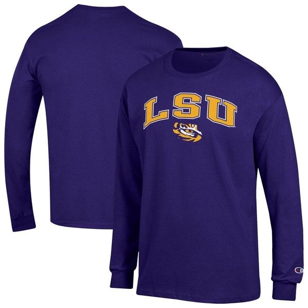 チャンピオン メンズ トップス Tシャツ ロゴ MensChampion Purple LSU Tigers Arch Over Logo Long Sleeve TShirt Purple パープル