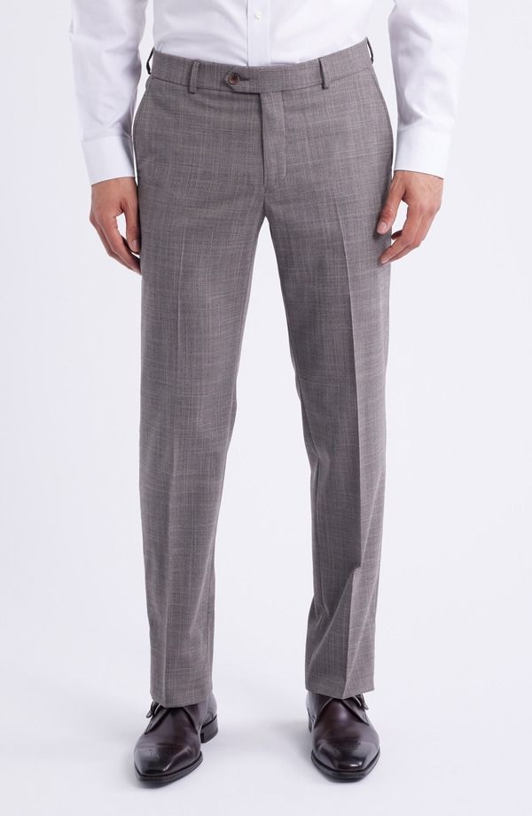 ベール メンズ ボトムス カジュアルパンツ Berle Plaid Flat Front Dress Pants Taupe トープ