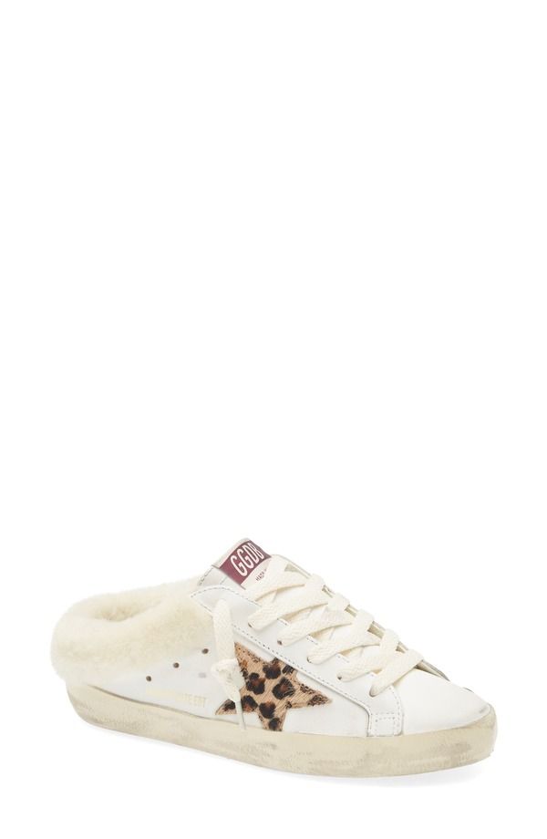 ゴールデングース レディース シューズ スニーカー Golden Goose SuperStar Sabot Geniune Shearling Mule Sneaker White Leopard