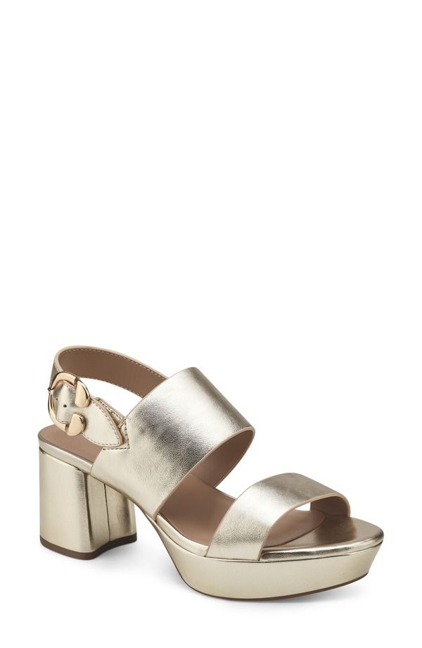 エアロソールズ レディース シューズ ヒール プラットフォーム サンダル Aerosoles Camera Platform Sandal Gold Metallic Leather ゴールド