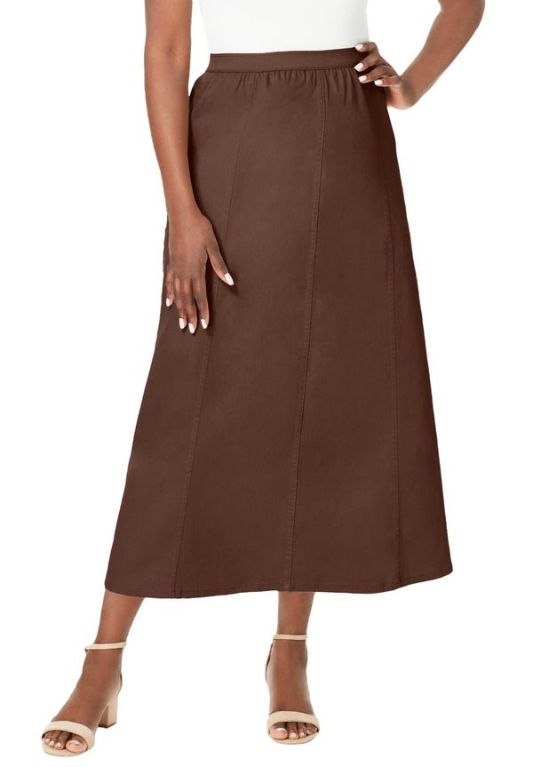ジェシカロンドン レディース ボトムス デニムパンツ スカート Jessica London Stretch Denim Jegging Skirt Rich Brown ブラウン