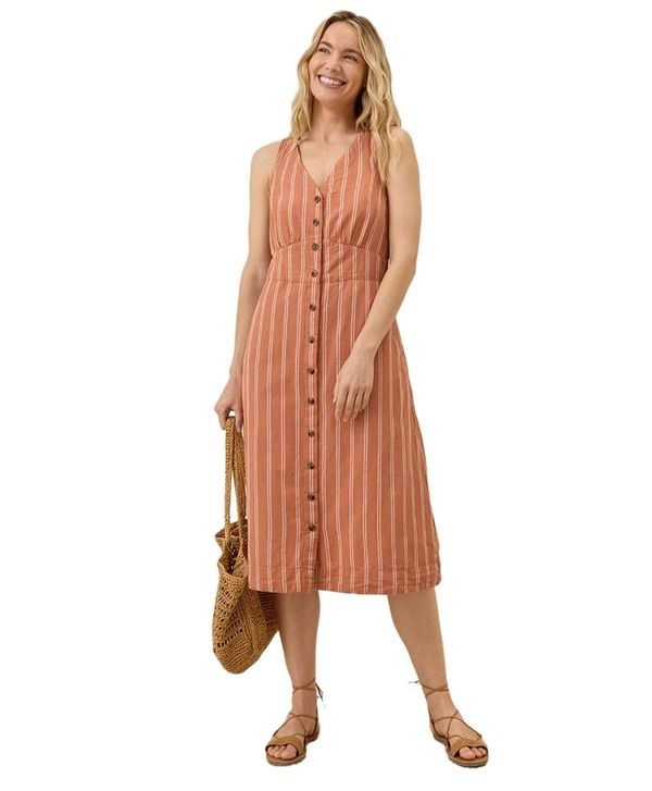 パクト レディース トップス ワンピース コットン リネン Pact Canopy Linen Blend ButtonFront Dress Made with Organicotton Hermo