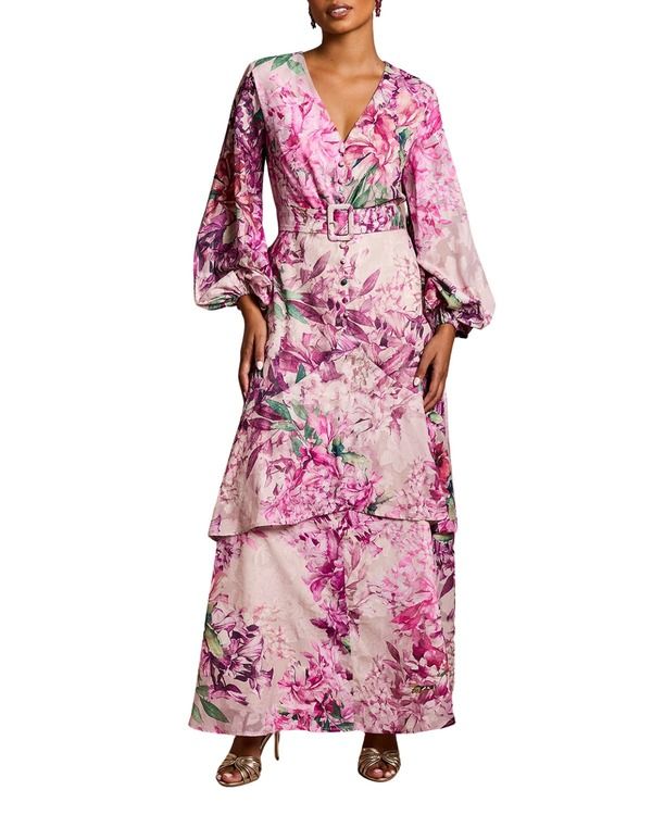 コースト レディース トップス ワンピース シフォン フラワー柄 プリント フラワー Coast Floral Print Chiffon Belted Midaxi Dress Pink ピンク
