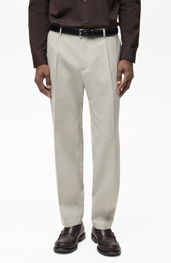 マンゴ メンズ ボトムス カジュアルパンツ スリムフィット MANGO Slim Fit Pants Ice Grey グレー