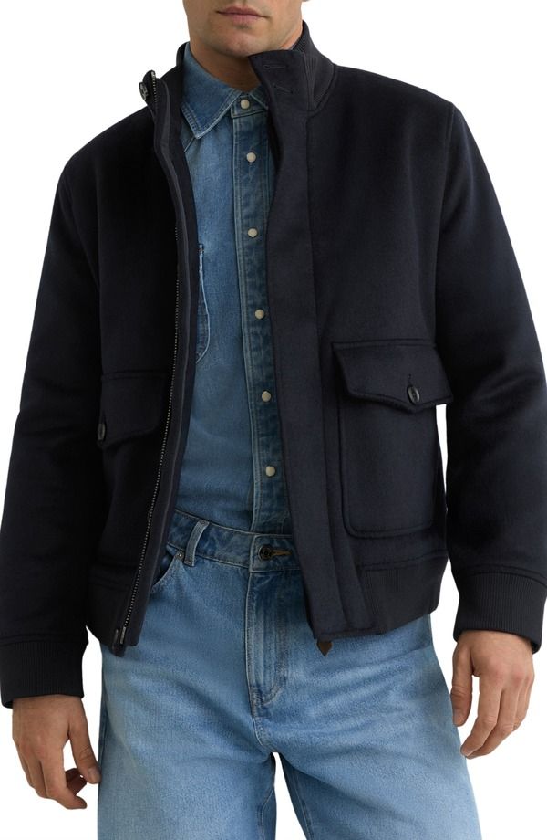 レイス メンズ アウター ジャケット・ブルゾン ウール Reiss Hadley Wool Blend Jacket Navy ネイビー