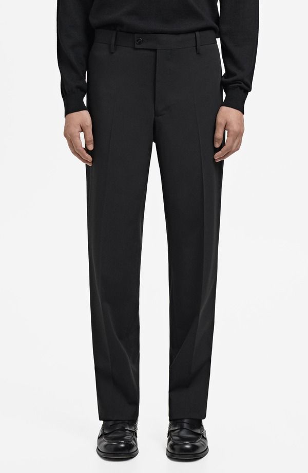 マンゴ メンズ ボトムス カジュアルパンツ レギュラーフィット MANGO London Regular Fit Dress Pants Black ブラック