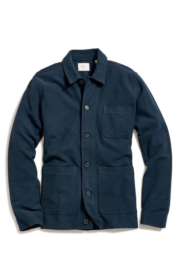 ビリーレイド メンズ アウター ジャケット・ブルゾン シャツ Billy Reid Piqu Chore Shirt Jacket Carbon Blue ブルー