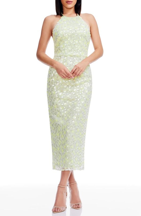 ドレスザポプレーション レディース トップス ワンピースパンコール ホルター Dress the Population Dani Sequin Cocktail Halter Dress Lemong