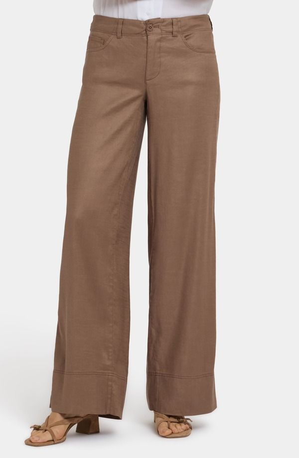 エヌワイディージェイ レディース ボトムス レギンス ワイドレッグ パンツ リネン NYDJ Linen Blend Wide Leg Pants Toasted Coconut