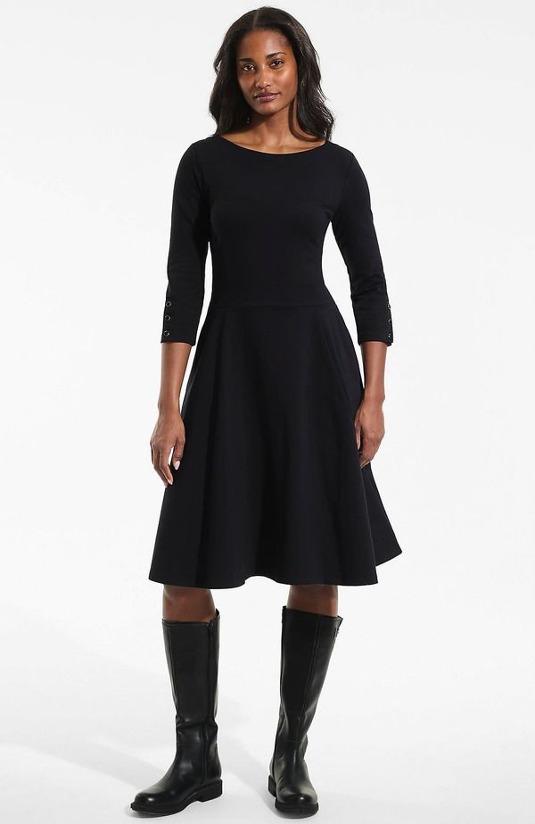 ランズエンド レディース トップス ワンピース Lands End Starfish 34 Sleeve Dress Black ブラック