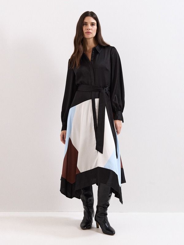 フェイズ・エイト レディース トップス ワンピース サテン Phaseight Samalie Satin Hanky Dress Black ブラック