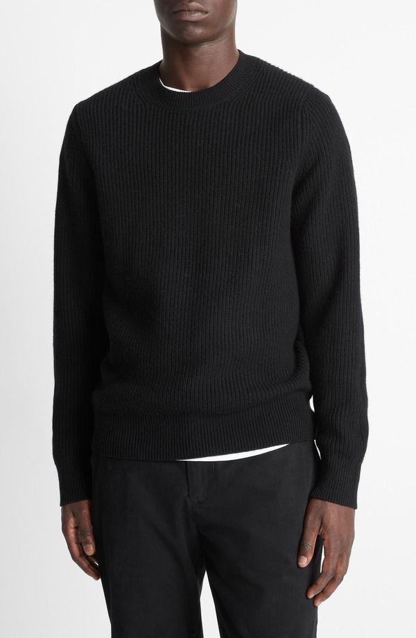 ヴィンス メンズ アウター パーカー・スウェット クルーネック ウール セーター Vince Shaker Stitch Wool Cashmere Crewneck Sweater Black ブラ