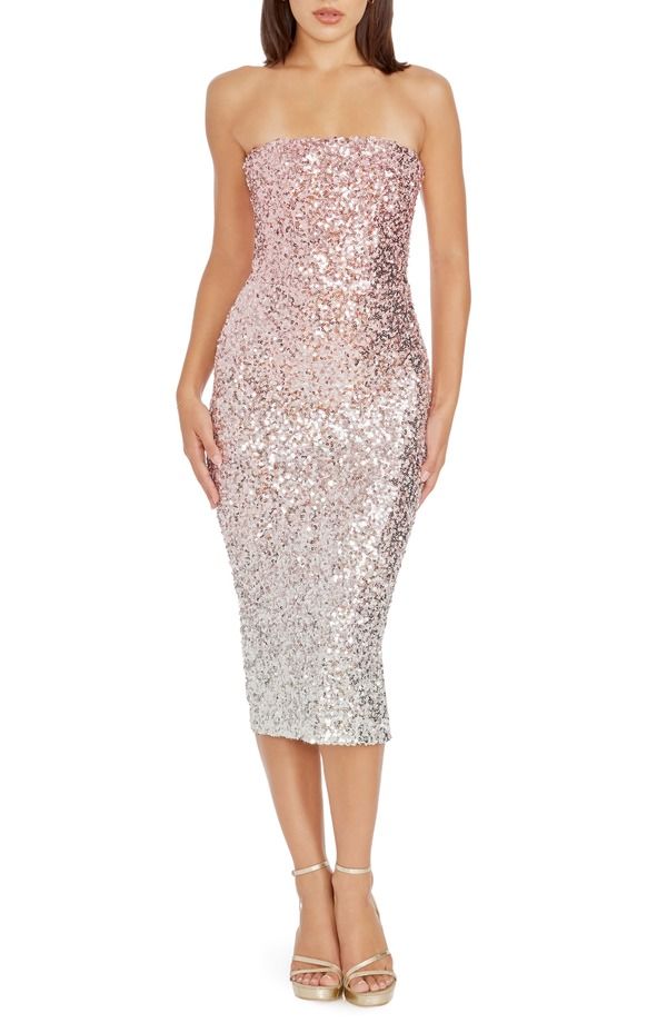 ドレスザポプレーション レディース トップス ワンピースパンコール ストラップレス Dress the Population Viviana Sequin Strapless Cocktail Dre