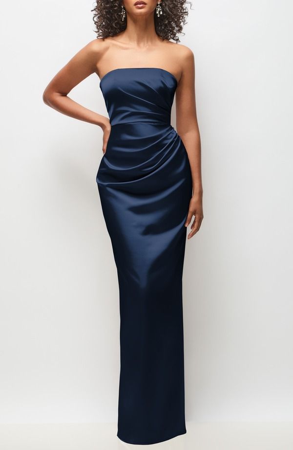 アフターシックス レディース トップス ワンピース ギャザー サテン After Six Niamh Ruched Satin Gown Midnight