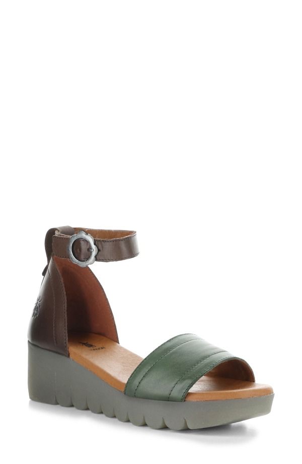 フライロンドン レディース シューズ ヒール プラットフォーム サンダル アンクル Fly London Voik Ankle Straplatform Wedge Sandal Green Brow
