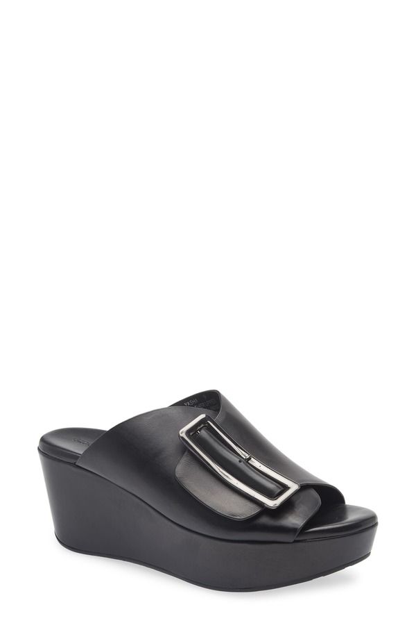 ショコラブルー レディース シューズ ヒール プラットフォーム サンダル Chocolat Blu Yasha Platform Wedge Sandal Black Leather ブラック