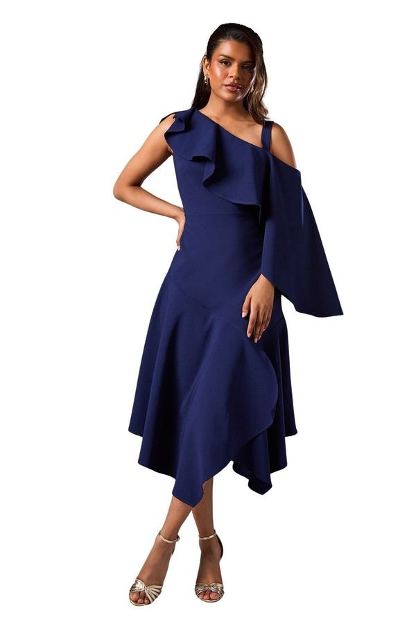 コースト レディース トップス ワンピース プチ ミディ Coast Petite Midi Weddinguest Dress Navy ネイビー