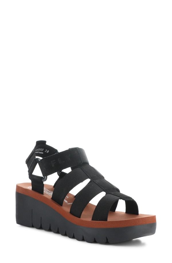 フライロンドン レディース シューズ ヒール プラットフォーム サンダル Fly London Yoji Platform Wedge Sandal Black Brick ブラック