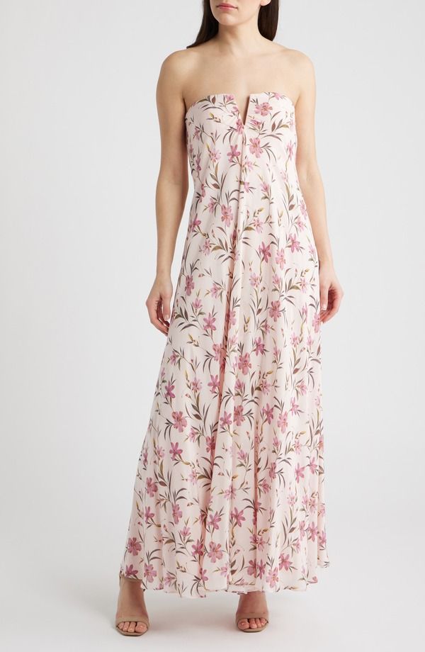 パーカー レディース トップス ワンピース フラワー柄 ストラップレス マキシ フラワー Parker Themerson Floral Strapless Maxi Dress Barely Pin