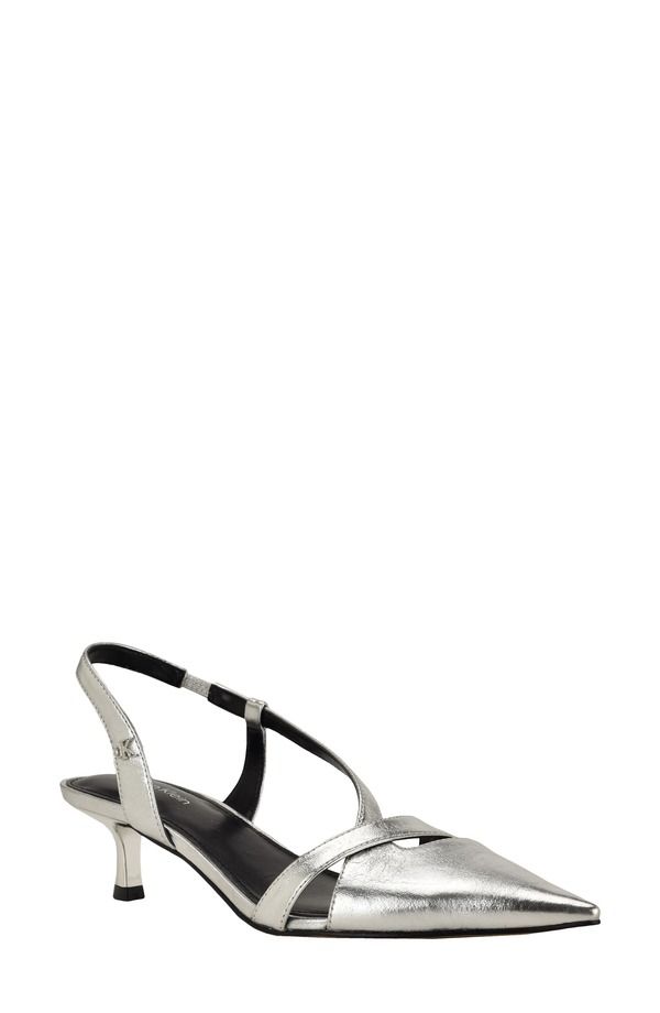 カルバンクライン レディース シューズ ヒール Calvin Klein Arlanna Slingback Pointed Toe Kitten Heel Pump Silver Metallic 29,100円