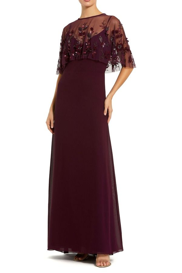 マックダガル レディース トップス ワンピース ケープデザイン ノースリーブ キャップ ケープ Mac Duggal Sleeveless Gown With Embellished Cape Plu